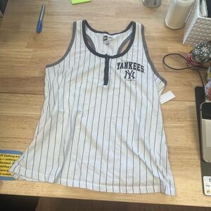 New Era Black and White Striped Tank Top